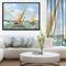 Designart - Vintage Boats Sailing - Seascape Painting Canvas Art Print in Black Frame